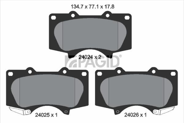 PAGID Sada brzdových platničiek kotúčovej brzdy T1368N 1