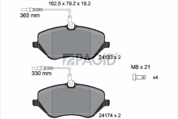 PAGID Sada brzdových platničiek kotúčovej brzdy T1462N 1