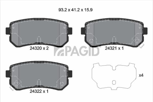 PAGID Sada brzdových platničiek kotúčovej brzdy T1592N 1