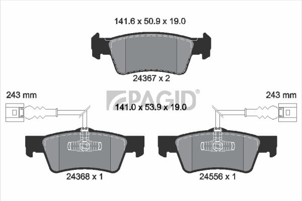 PAGID Sada brzdových platničiek kotúčovej brzdy T1609N 1