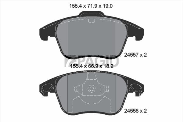 PAGID Sada brzdových platničiek kotúčovej brzdy T1702N 1