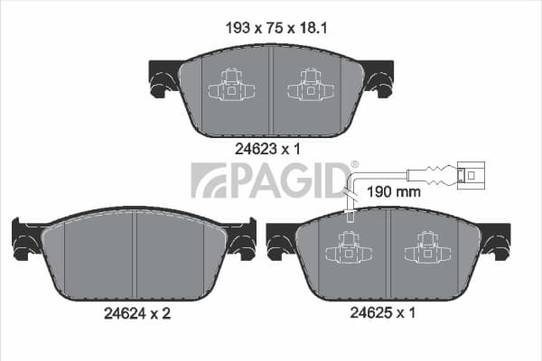 PAGID Sada brzdových platničiek kotúčovej brzdy T1919N 1