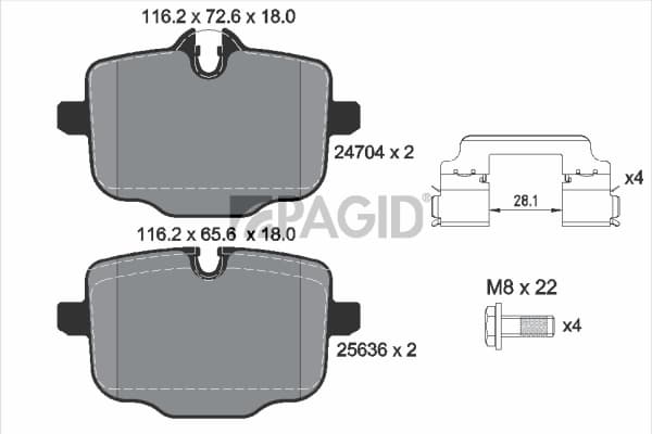 PAGID Sada brzdových platničiek kotúčovej brzdy T2558N 1