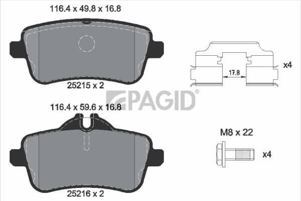 PAGID Sada brzdových platničiek kotúčovej brzdy T2214N 1