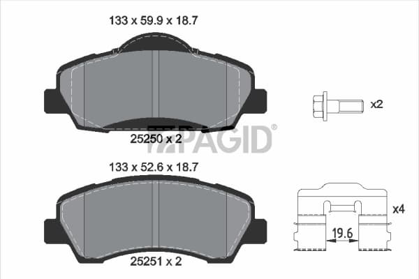 PAGID Sada brzdových platničiek kotúčovej brzdy T2244N 1