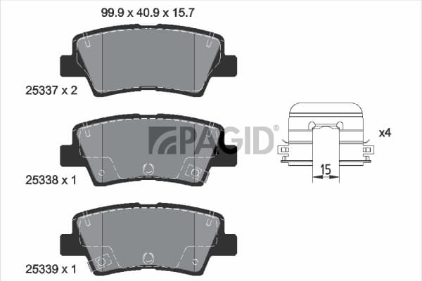 PAGID Sada brzdových platničiek kotúčovej brzdy T3157N 1