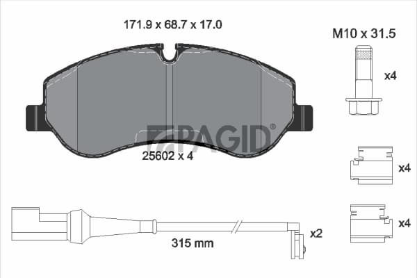 PAGID Sada brzdových platničiek kotúčovej brzdy T2269N 1