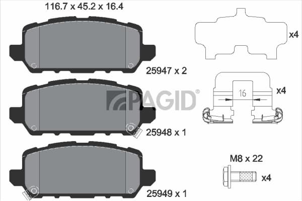PAGID Sada brzdových platničiek kotúčovej brzdy T2545N 1