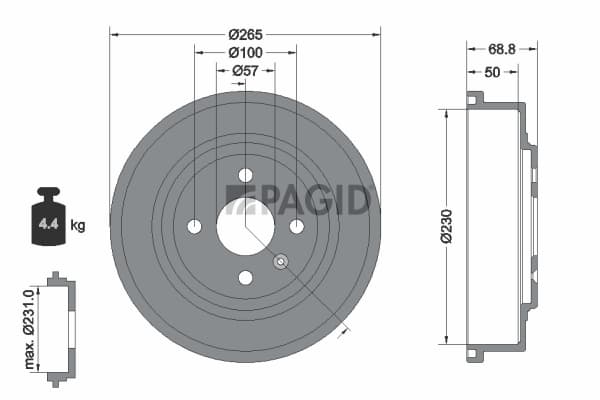 PAGID Brzdový bubon 61315N 1