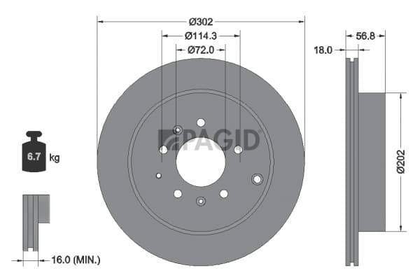 PAGID Brzdový kotúč 54809NC 1