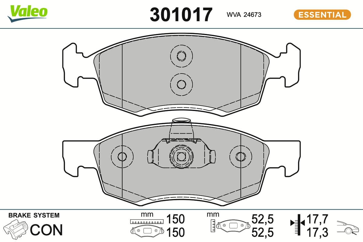 VALEO Sada brzdových platničiek kotúčovej brzdy 301017 1