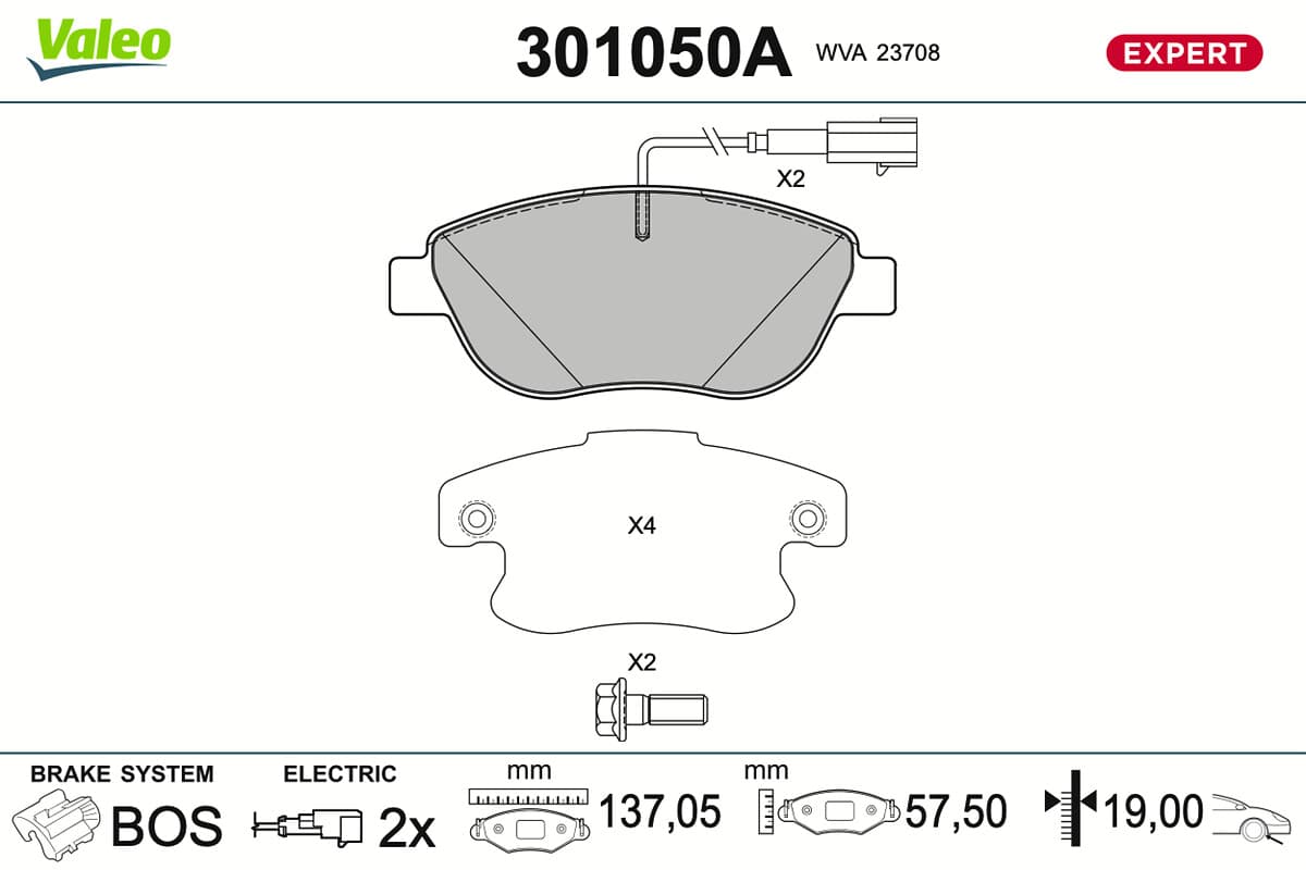 VALEO Sada brzdových platničiek kotúčovej brzdy 301050A 1