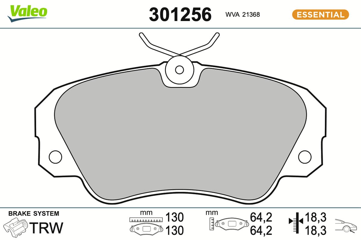 VALEO Sada brzdových platničiek kotúčovej brzdy 301256 1