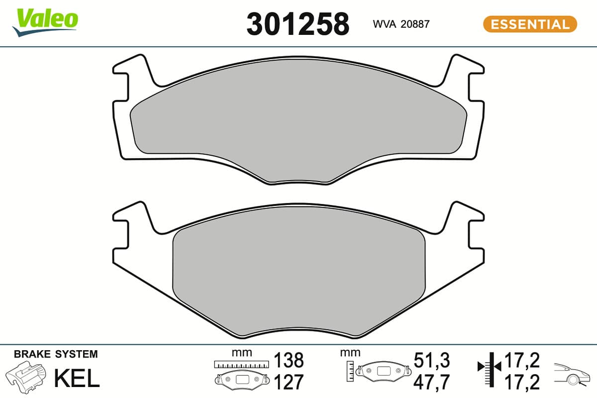VALEO Sada brzdových platničiek kotúčovej brzdy 301258 1