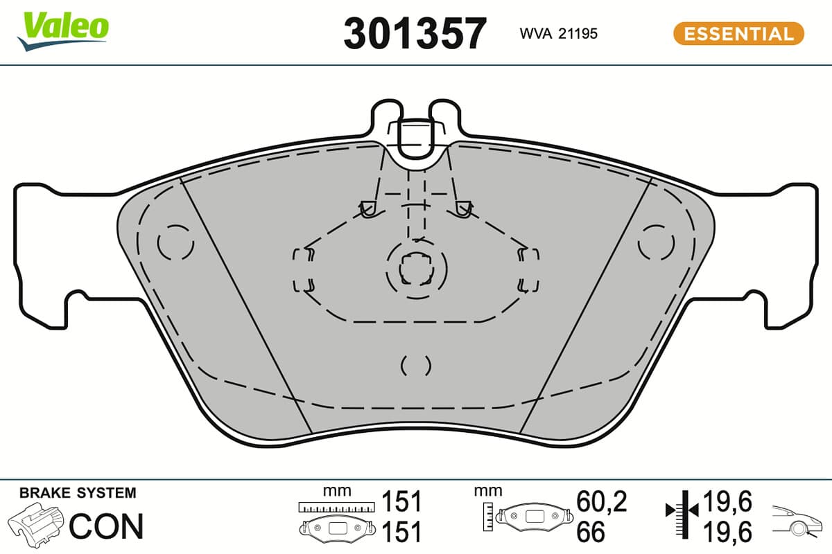 VALEO Sada brzdových platničiek kotúčovej brzdy 301357 1