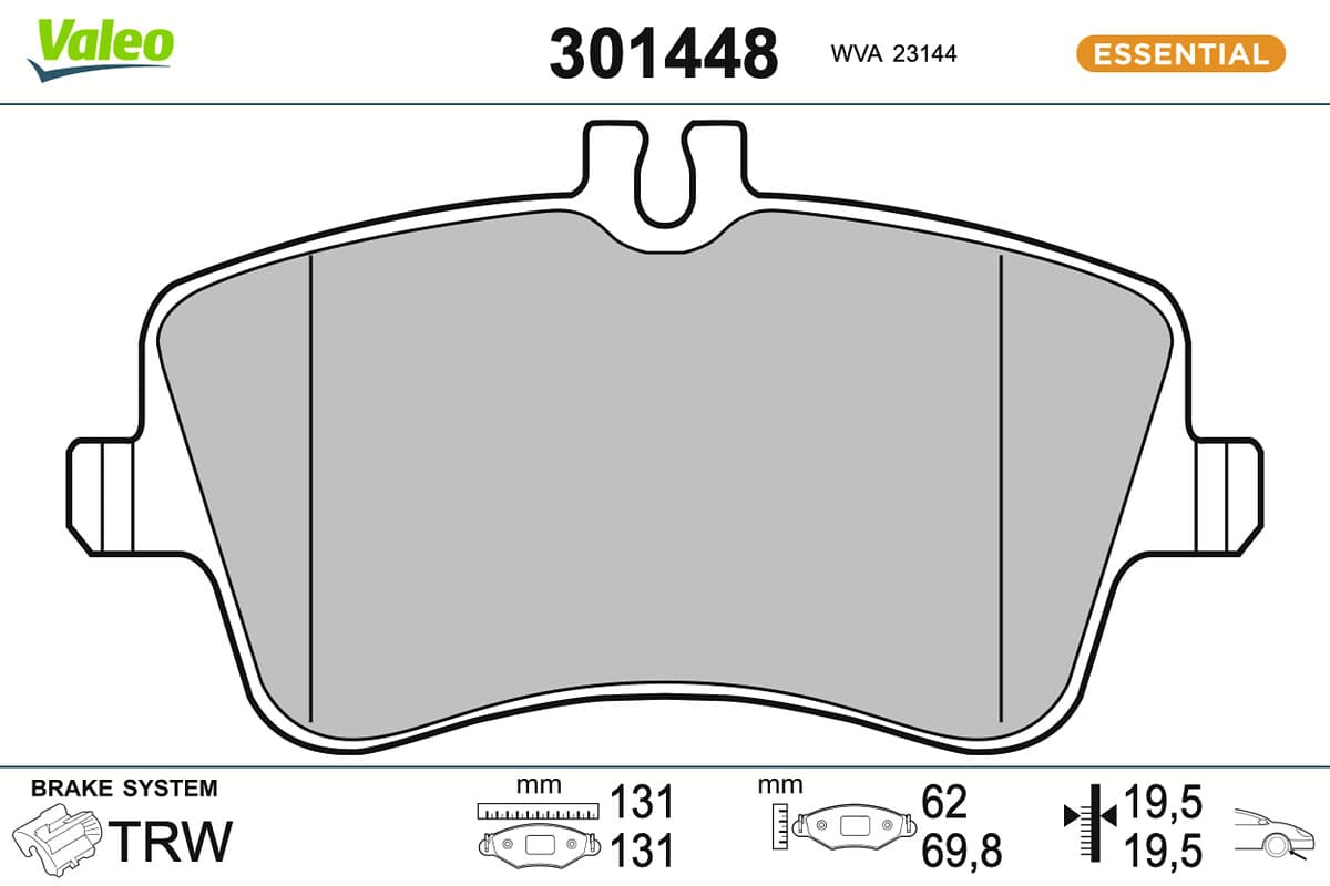 VALEO Sada brzdových platničiek kotúčovej brzdy 301448 1
