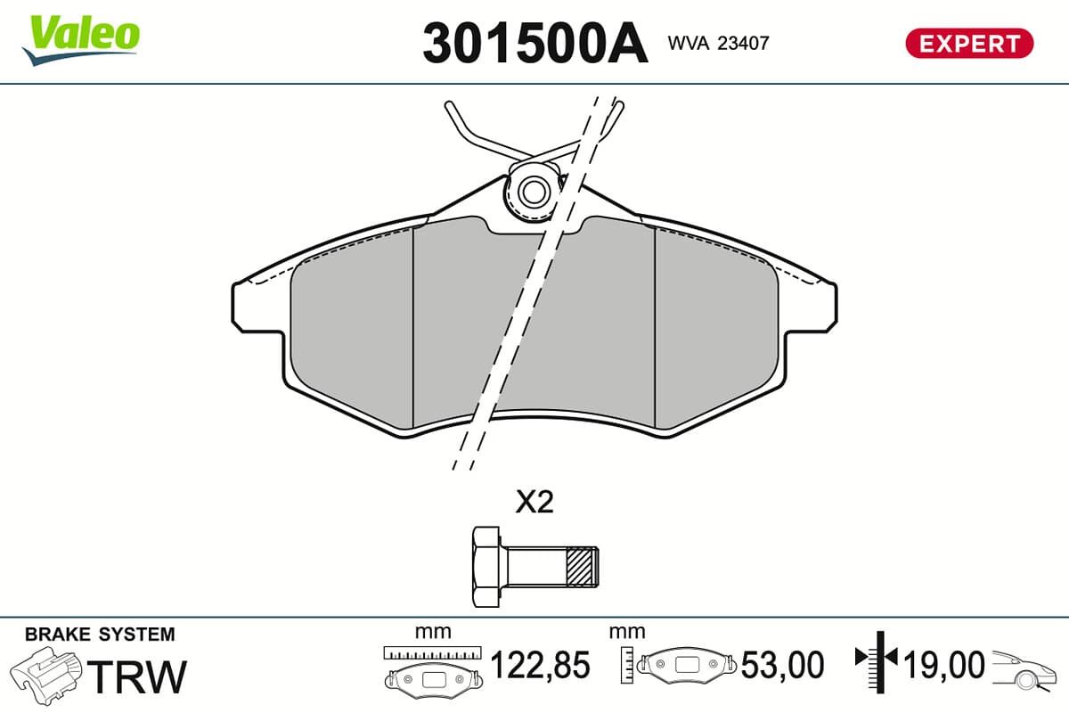 VALEO Sada brzdových platničiek kotúčovej brzdy 301500A 1