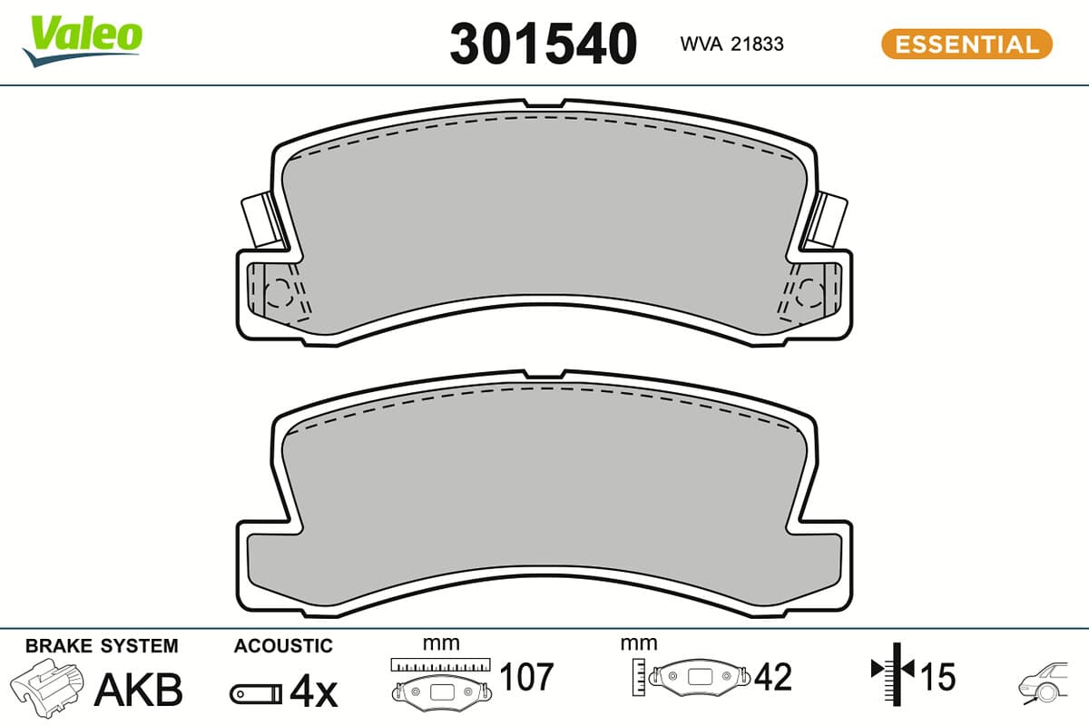 VALEO Sada brzdových platničiek kotúčovej brzdy 301540 1