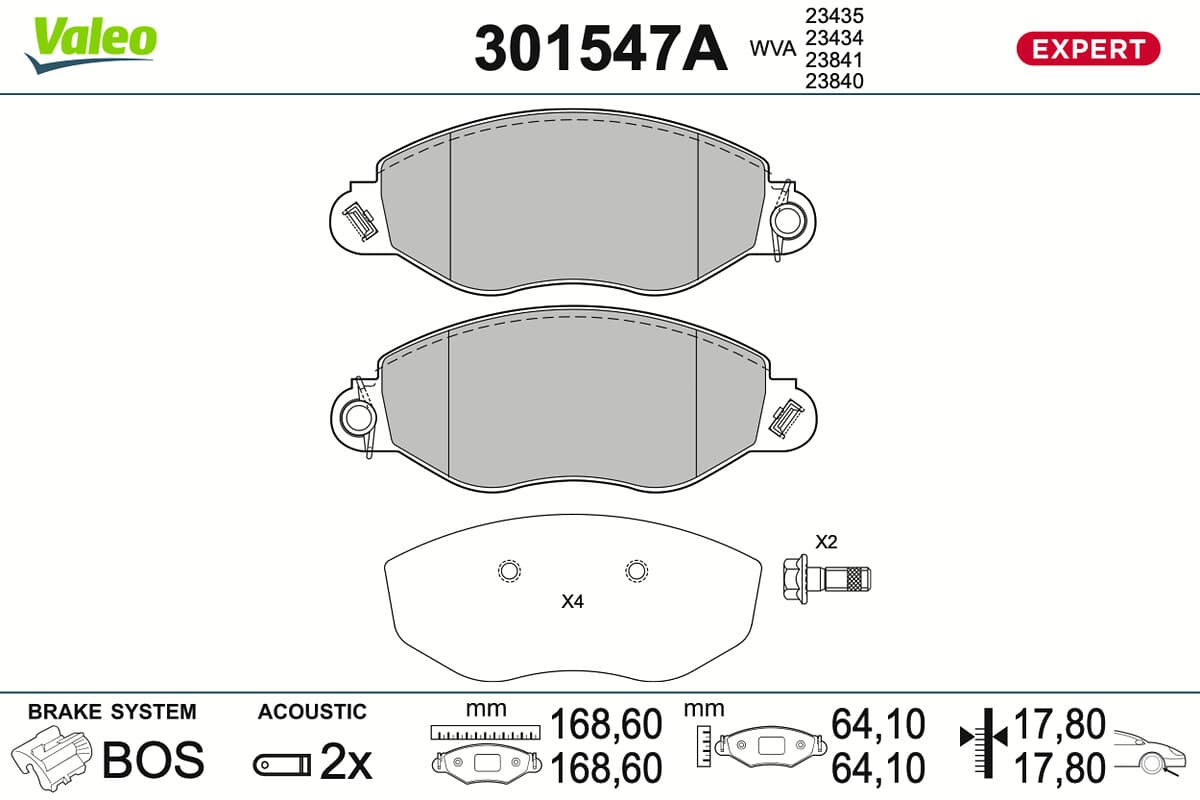 VALEO Sada brzdových platničiek kotúčovej brzdy 301547A 1
