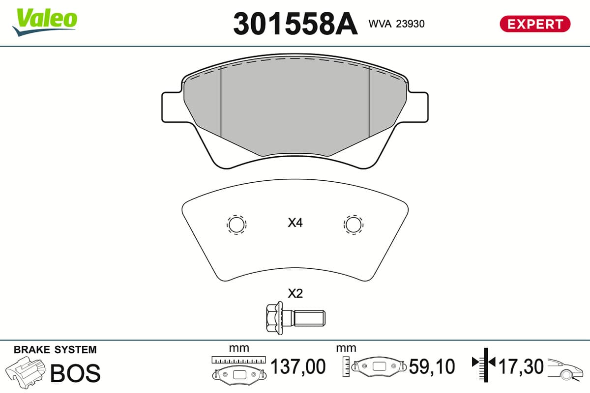 VALEO Sada brzdových platničiek kotúčovej brzdy 301558A 1