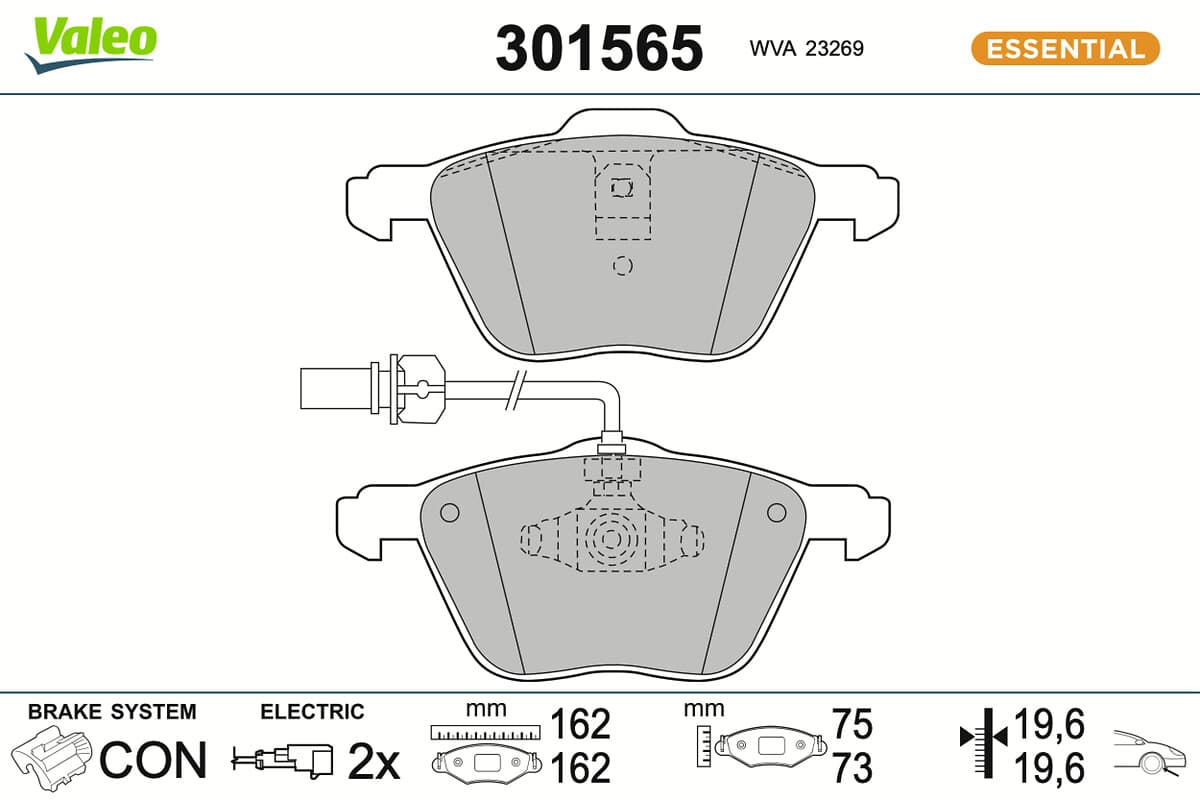 VALEO Sada brzdových platničiek kotúčovej brzdy 301565 1