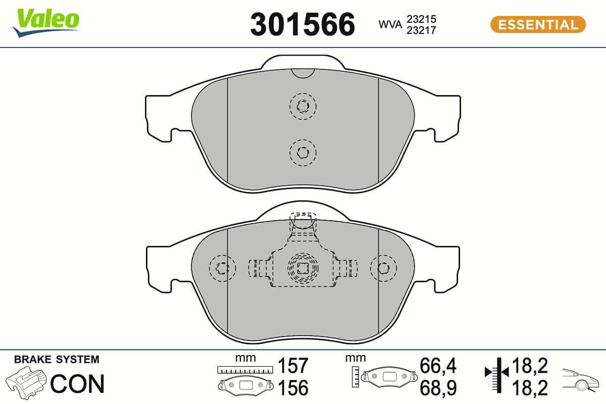 VALEO Sada brzdových platničiek kotúčovej brzdy 301566 1