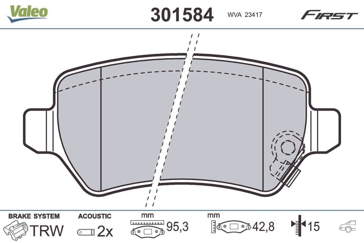 VALEO Sada brzdových platničiek kotúčovej brzdy 301584 1