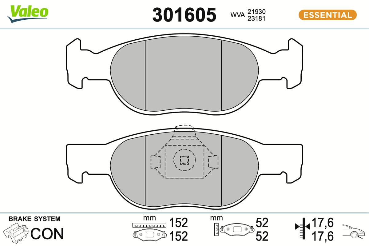 VALEO Sada brzdových platničiek kotúčovej brzdy 301605 1