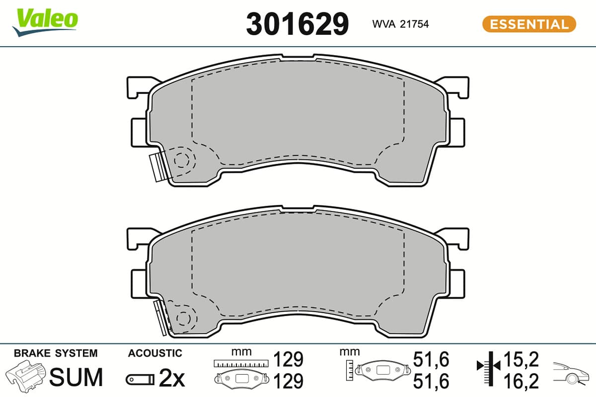 VALEO Sada brzdových platničiek kotúčovej brzdy 301629 1