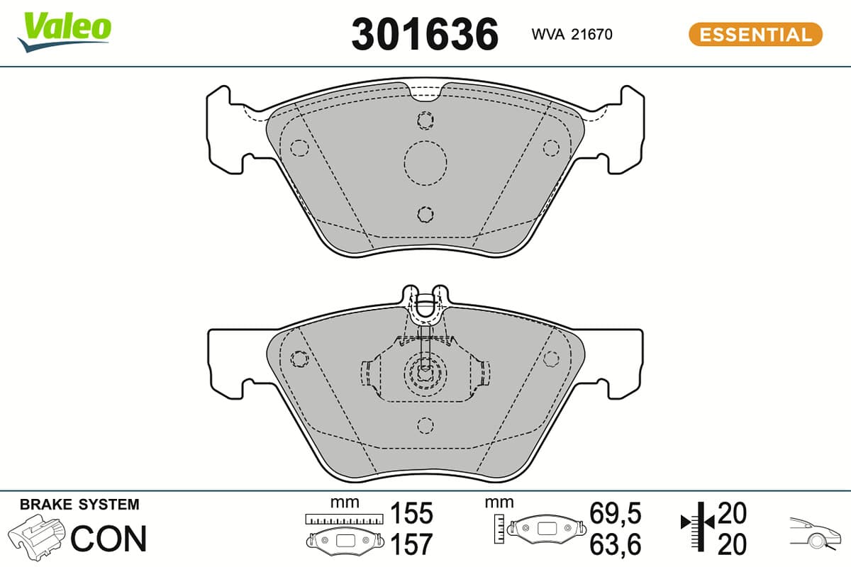 VALEO Sada brzdových platničiek kotúčovej brzdy 301636 1