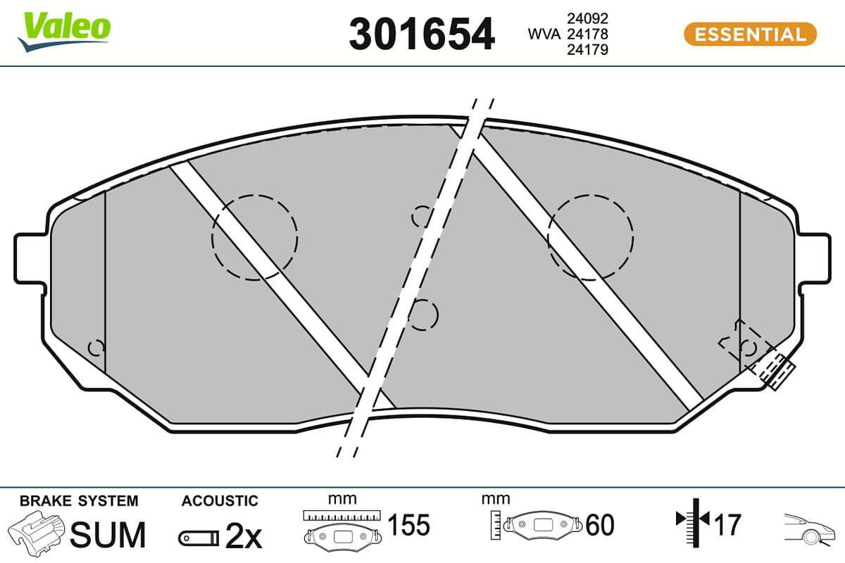 VALEO Sada brzdových platničiek kotúčovej brzdy 301654 1