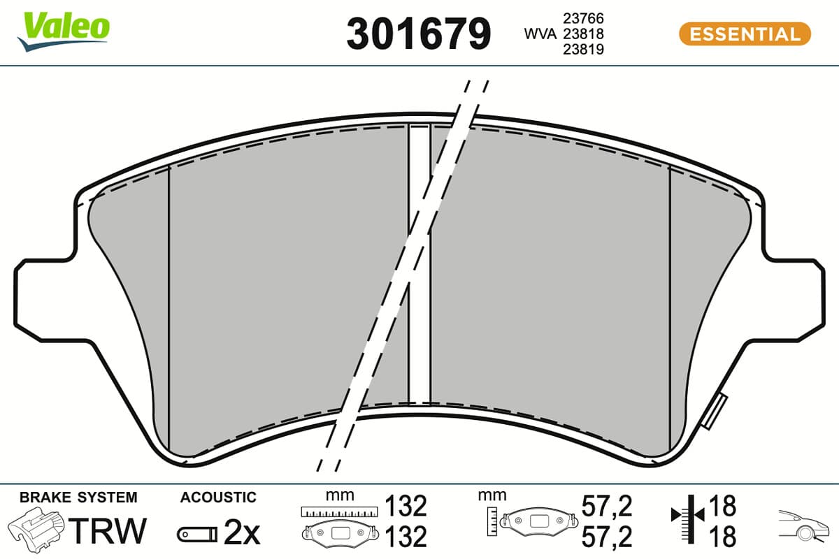 VALEO Sada brzdových platničiek kotúčovej brzdy 301679 1