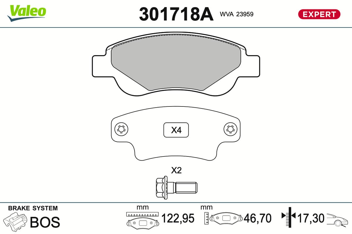 VALEO Sada brzdových platničiek kotúčovej brzdy 301718A 1