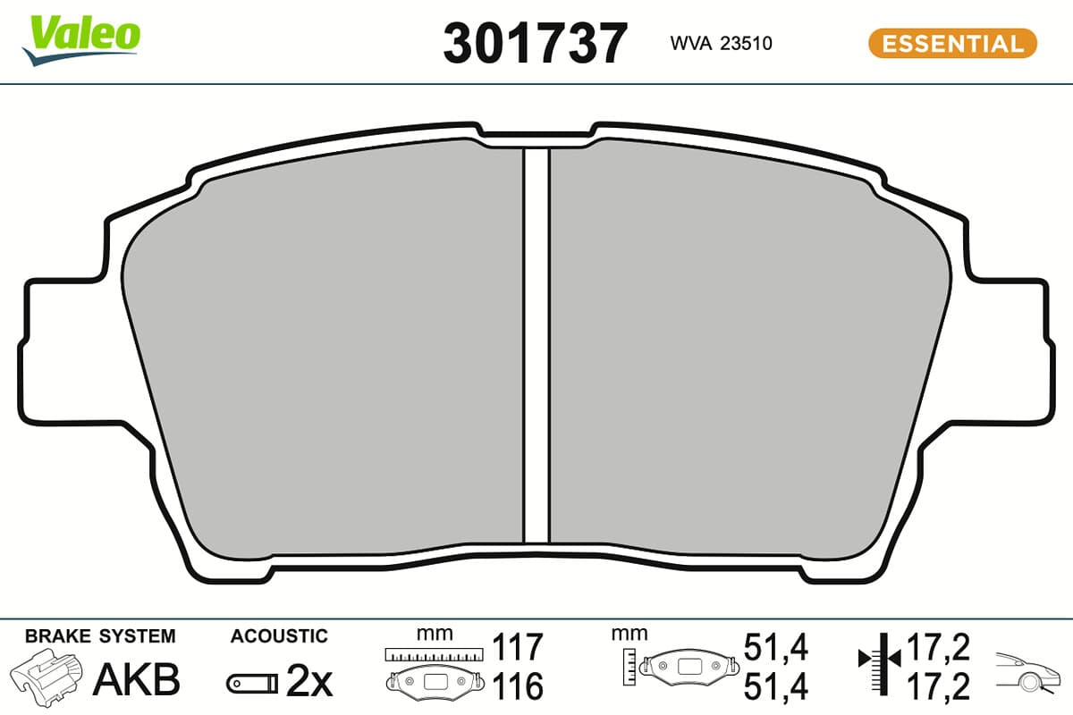 VALEO Sada brzdových platničiek kotúčovej brzdy 301737 1
