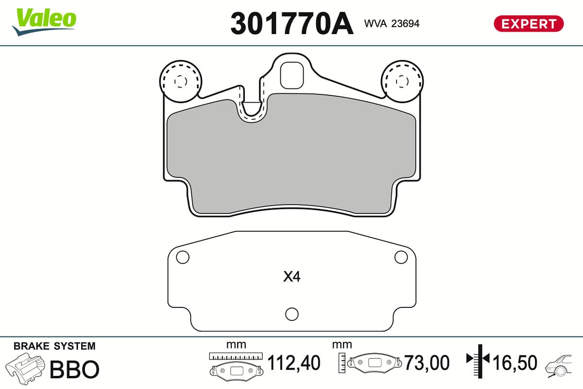 VALEO Sada brzdových platničiek kotúčovej brzdy 301770A 1