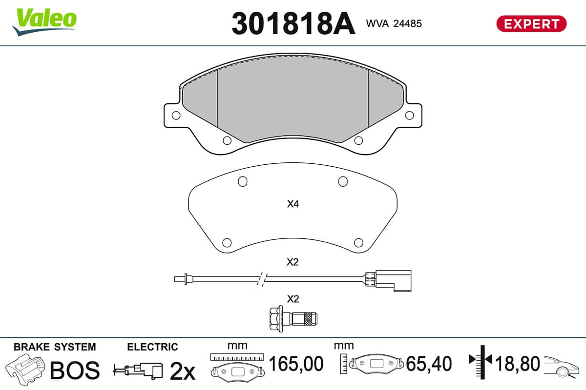 VALEO Sada brzdových platničiek kotúčovej brzdy 301818A 1