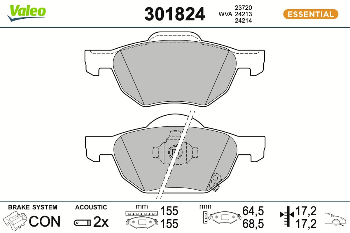 VALEO Sada brzdových platničiek kotúčovej brzdy 301824 1