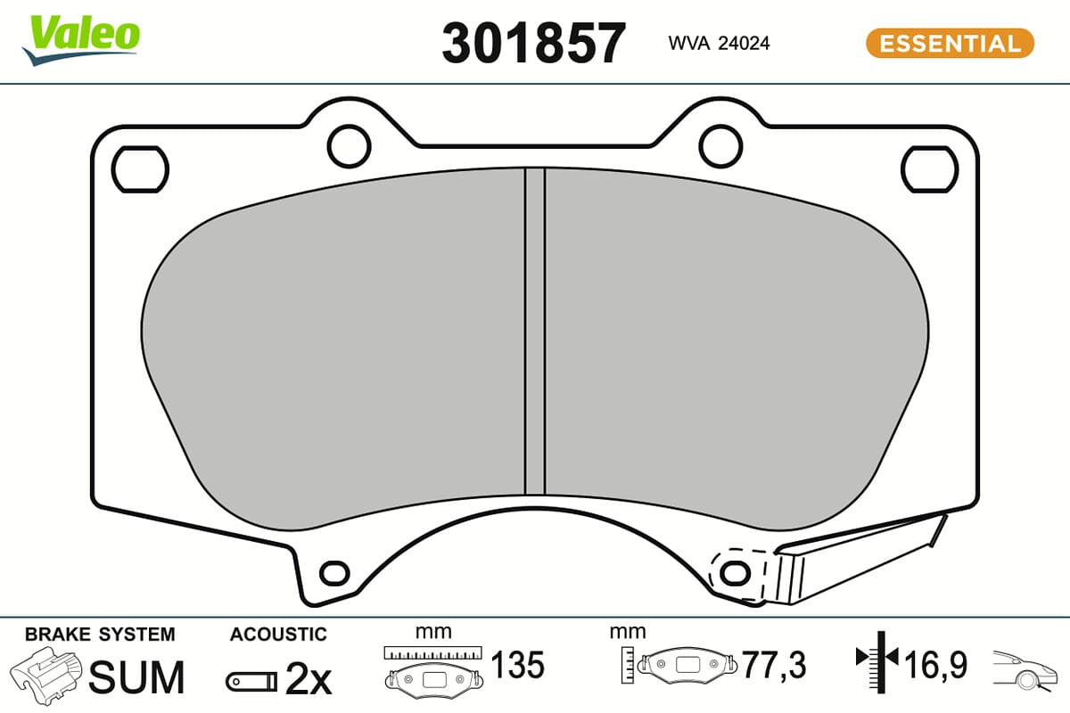 VALEO Sada brzdových platničiek kotúčovej brzdy 301857 1