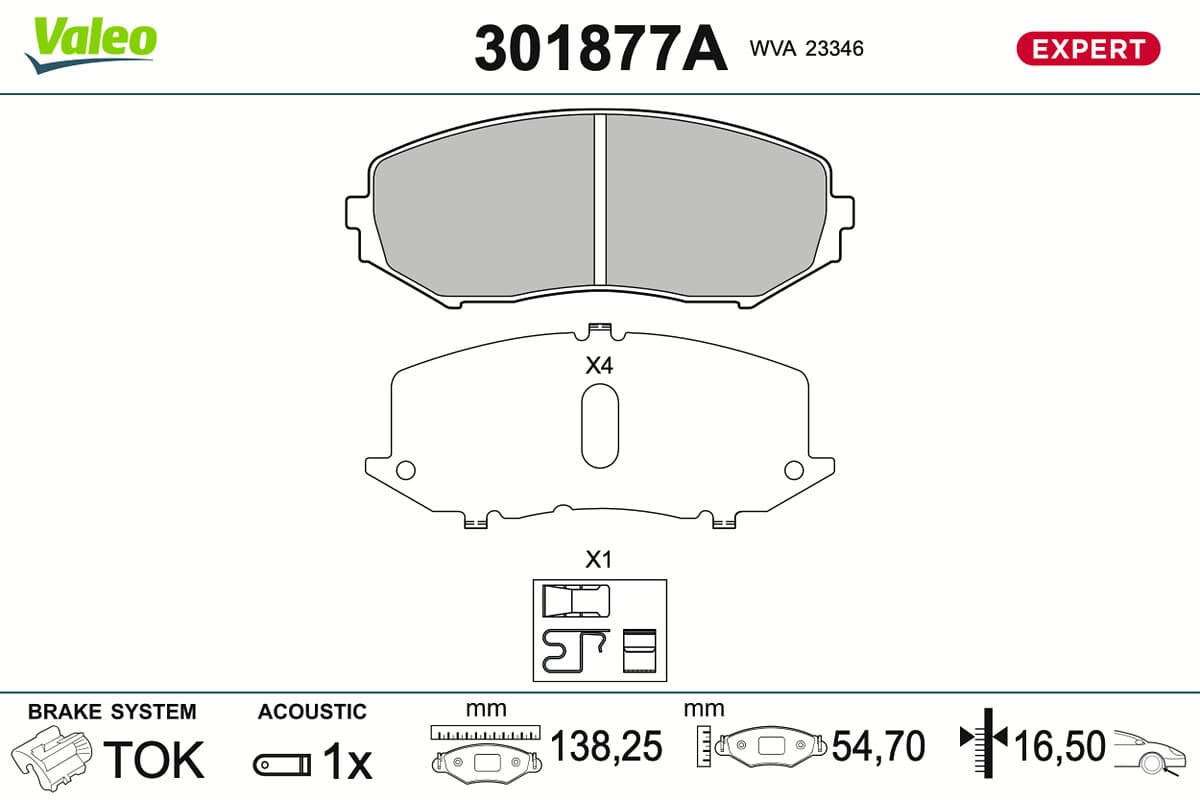 VALEO Sada brzdových platničiek kotúčovej brzdy 301877A 1
