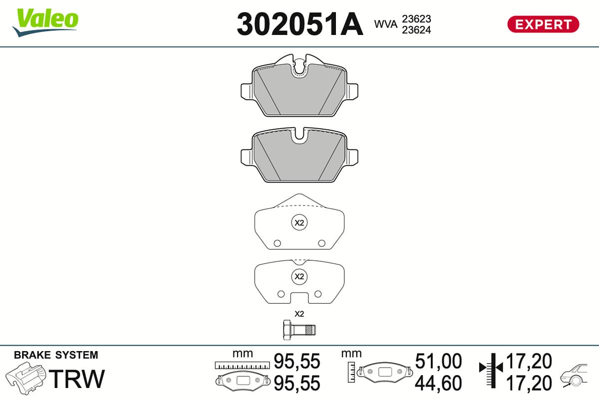 VALEO Sada brzdových platničiek kotúčovej brzdy 302051A 1