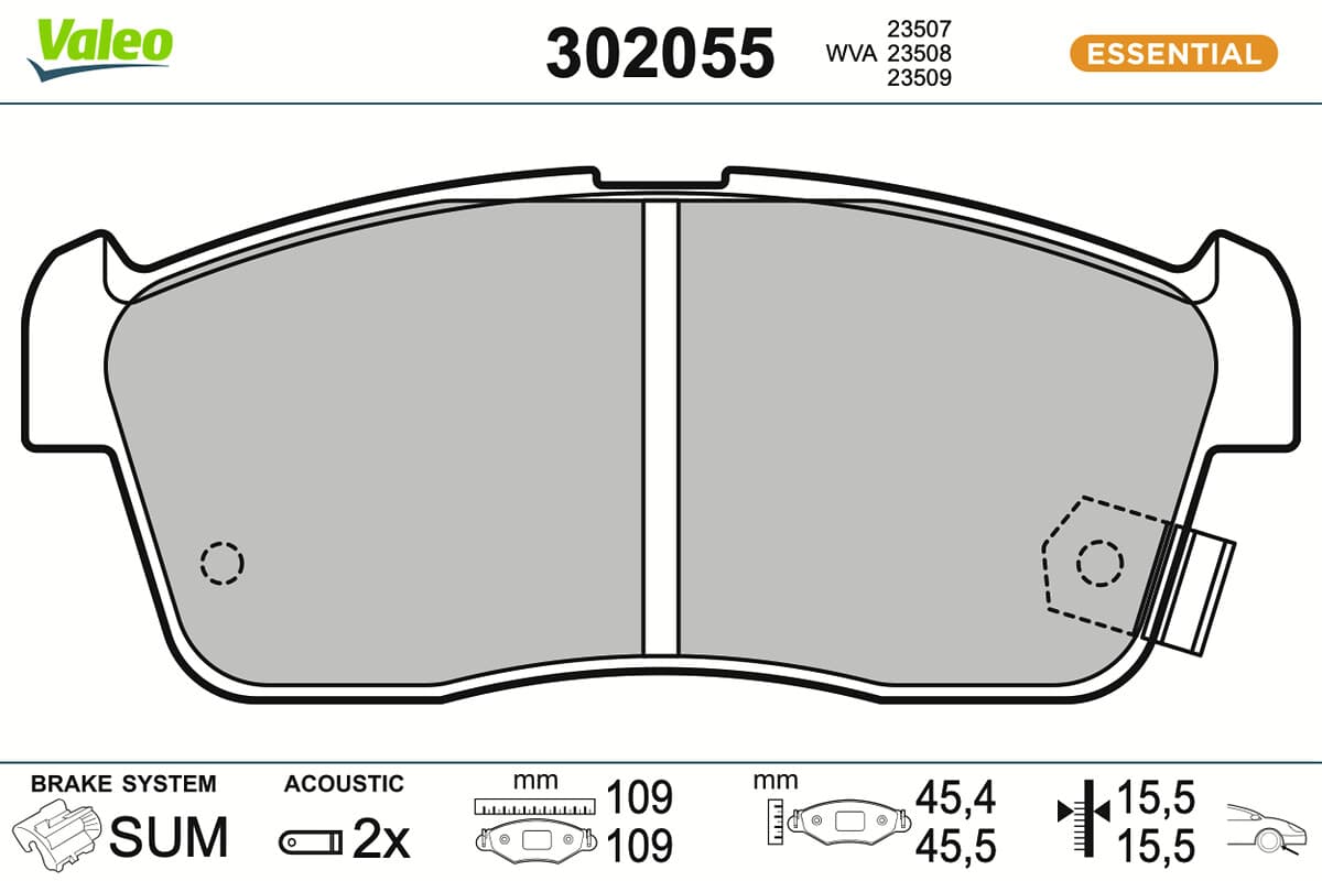 VALEO Sada brzdových platničiek kotúčovej brzdy 302055 1