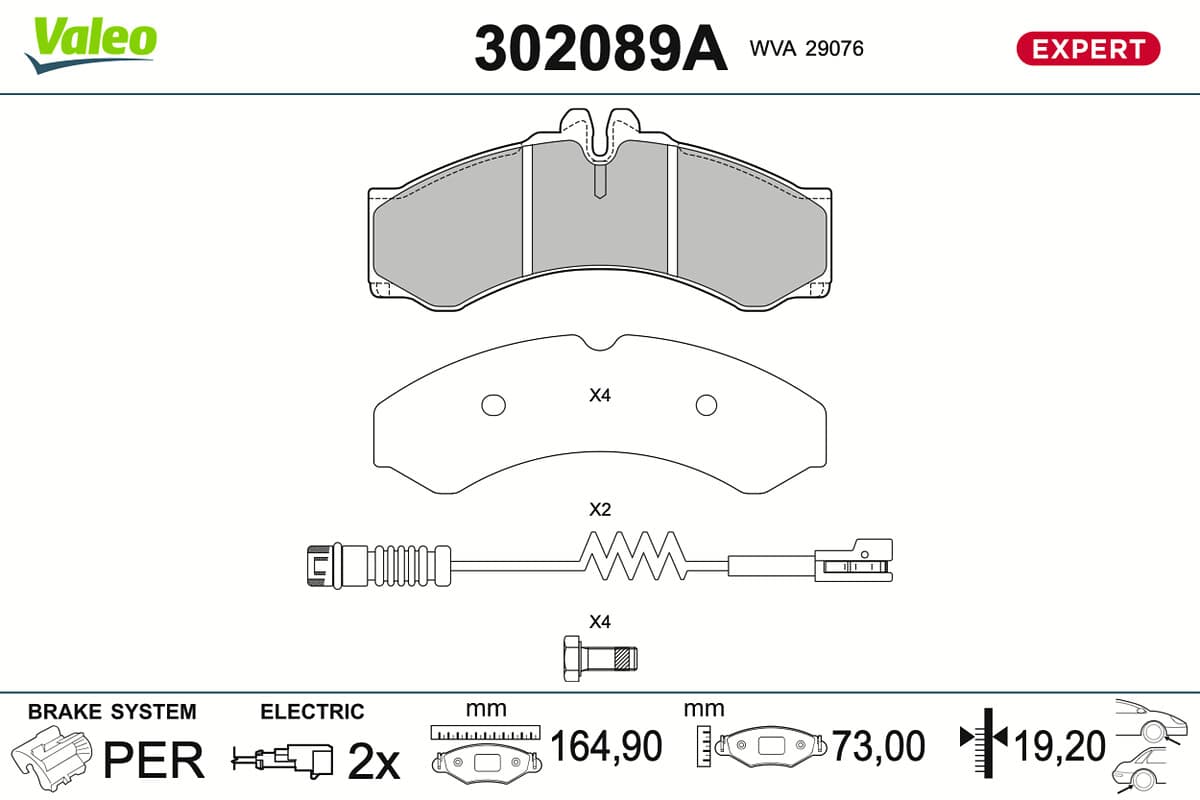 VALEO Sada brzdových platničiek kotúčovej brzdy 302089A 1