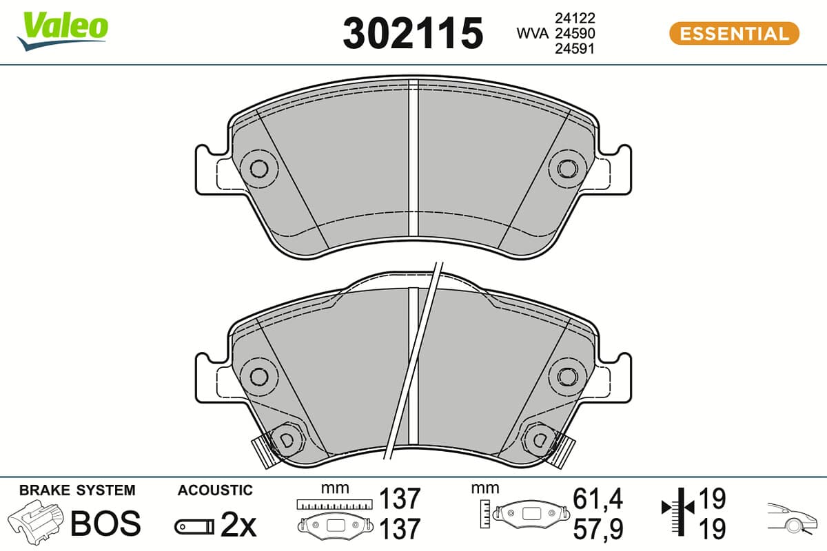 VALEO Sada brzdových platničiek kotúčovej brzdy 302115 1