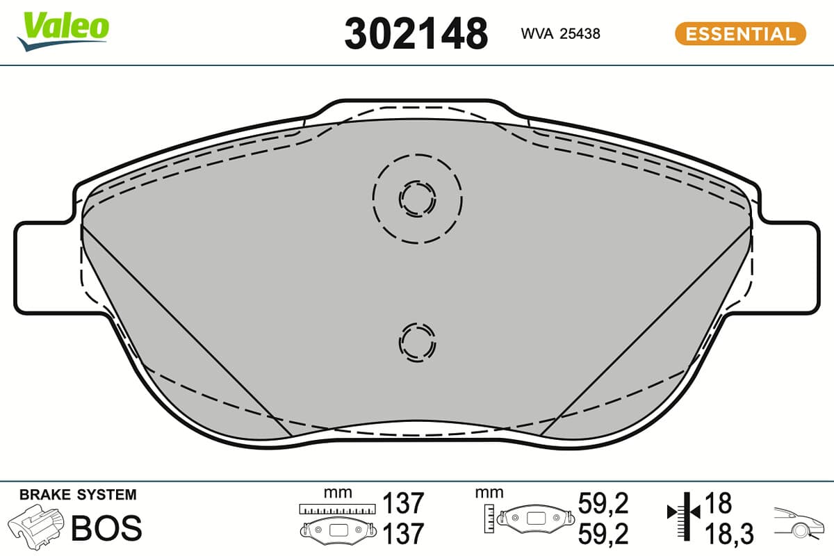VALEO Sada brzdových platničiek kotúčovej brzdy 302148 1