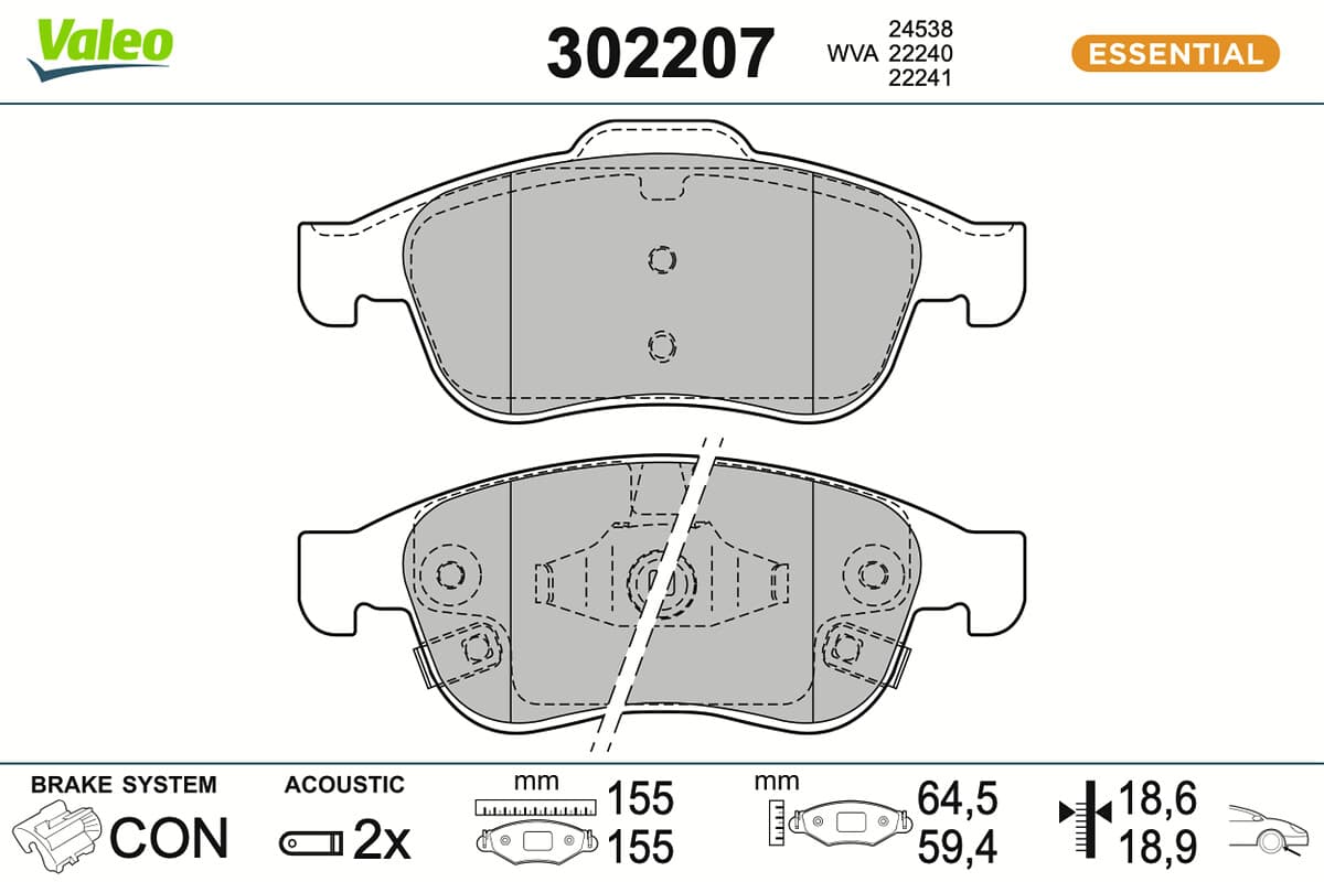 VALEO Sada brzdových platničiek kotúčovej brzdy 302207 1