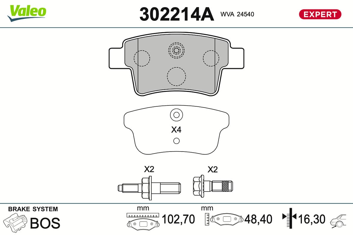 VALEO Sada brzdových platničiek kotúčovej brzdy 302214A 1