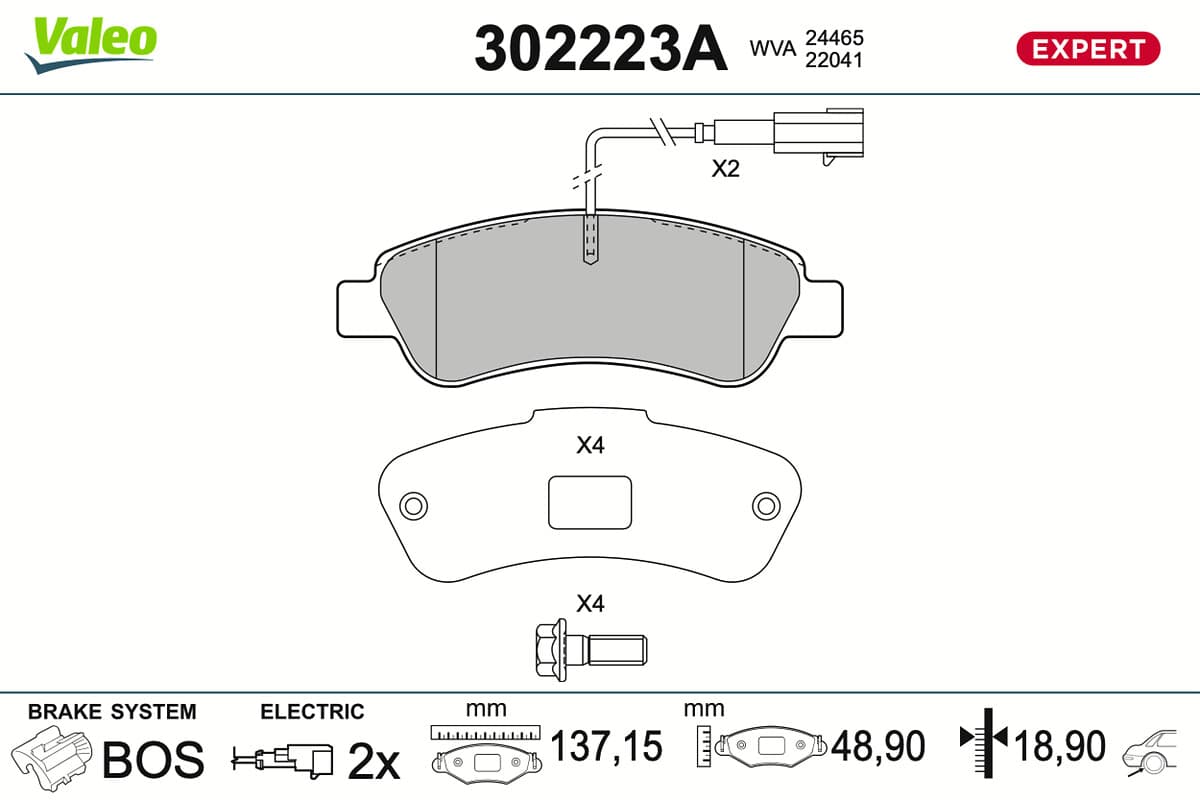 VALEO Sada brzdových platničiek kotúčovej brzdy 302223A 1