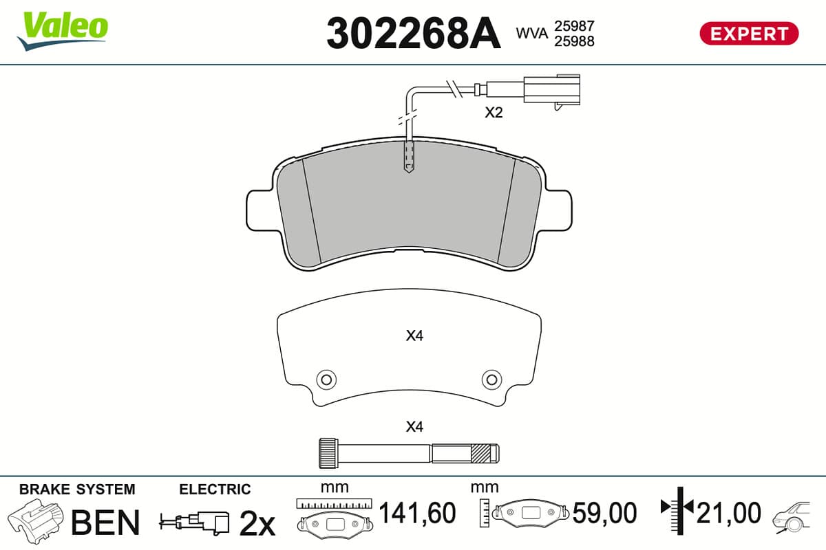 VALEO Sada brzdových platničiek kotúčovej brzdy 302268A 1