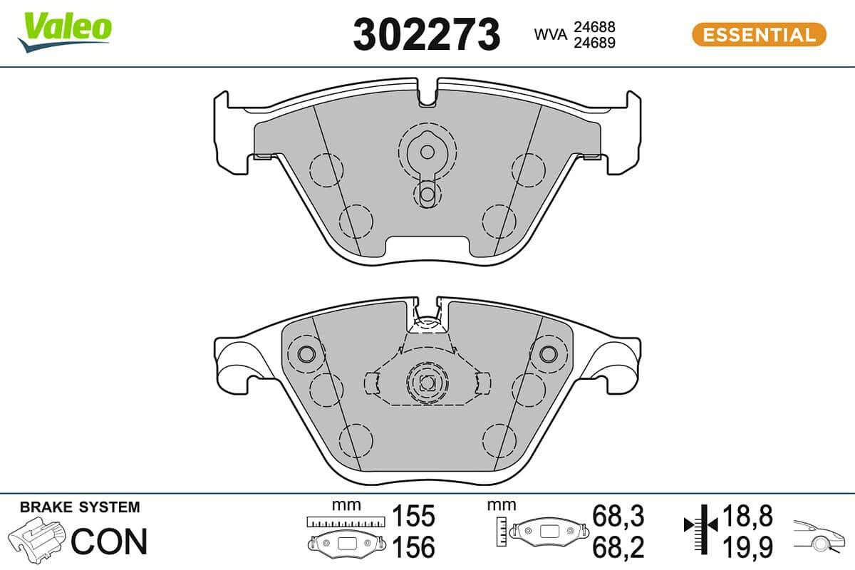 VALEO Sada brzdových platničiek kotúčovej brzdy 302273 1