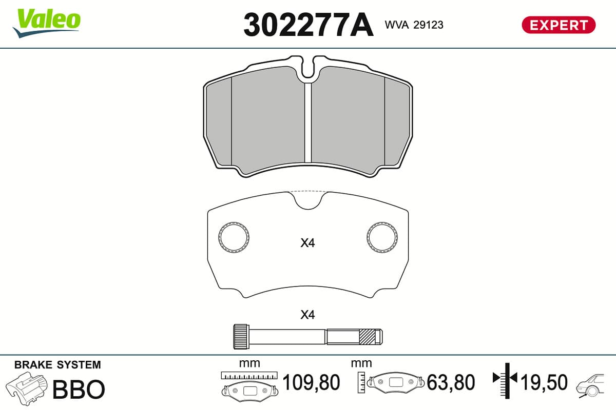 VALEO Sada brzdových platničiek kotúčovej brzdy 302277A 1